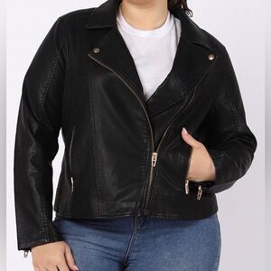 Pre-Loved Black Tape Trendy Plus Size Faux-Leather Moto Jacket, Size 2X